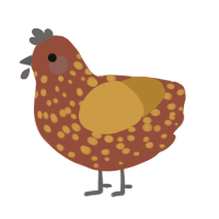 Nanners, a russet and gold chicken with a speckle pattern