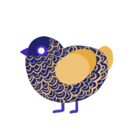 Ravin, a navy and honey chicken with a double-lace pattern