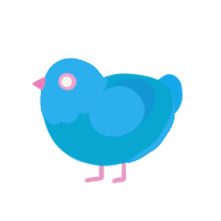 twitter NOT x, a cerulean and sky chicken with a head pattern