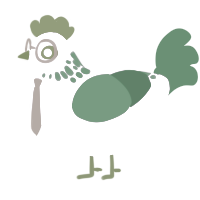 Frank, a lavender and viridian chicken with a neck-speckle pattern