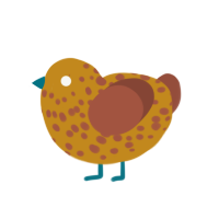 Tiny potat, a ochre and russet chicken with a speckle pattern