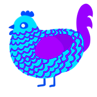 Parfait, a cerulean and violet chicken with a lace pattern