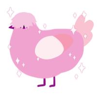 meow, a pink and rose chicken