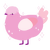 meow, a pink and rose chicken