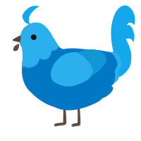 Bluebell, a sapphire and sky chicken with a head pattern