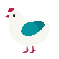 (unnamed), a white and teal chicken