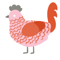 balding orange, a rose and vermilion chicken with a lace pattern