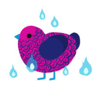 (unnamed), a fuchsia and navy chicken with a double-lace pattern