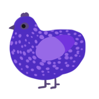 Pumice, a indigo and blurple chicken with a speckle pattern