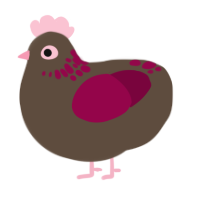 (unnamed), a bark and maroon chicken with a neck-speckle pattern