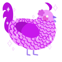 Vanth, a lavender and amethyst chicken with a lace pattern