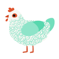 Mint, a white and mint chicken with a double-lace pattern