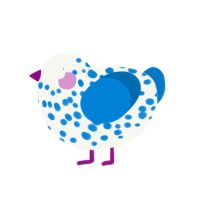 (unnamed), a white and sapphire chicken with a speckle pattern