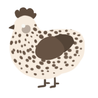 A cream and bark chicken with a speckle pattern