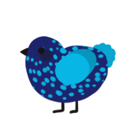 bleu, a navy and cerulean chicken with a speckle pattern