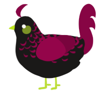 RAYZUR, a sable and maroon chicken with a half-lace pattern