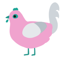 Bubble, a pink and mist chicken