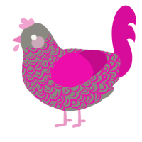 Cute Error Screen, a ash and fuchsia chicken with a double-lace pattern