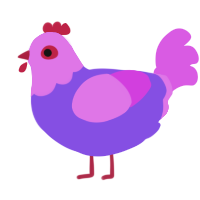 juanito, a blurple and orchid chicken with a head pattern