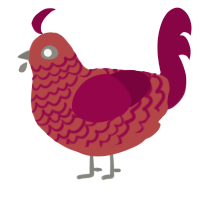 Wheat Patch, a red and maroon chicken with a lace pattern