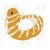 Gapple, a orange and white chicken with a bar pattern