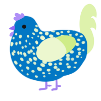 apple fritter, a sapphire and apple chicken with a speckle pattern