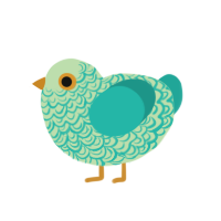 Darragh, a gluppy and turquoise chicken with a double-lace pattern