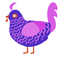 barel, a indigo and orchid chicken with a lace pattern