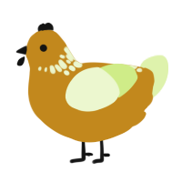 honeydrop, a ochre and apple chicken with a neck-speckle pattern