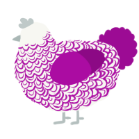 Consumed by Grape, a white and plum chicken with a double-lace pattern