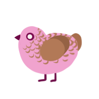 Antique, a pink and brown chicken with a half-lace pattern