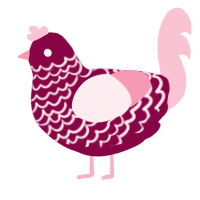 Amico, a maroon and rose chicken with a lace pattern