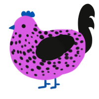 definitely poisonous, a orchid and black chicken with a speckle pattern