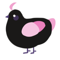 Grapestead, a sable and pink chicken