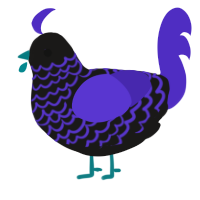 Highlighter, a sable and indigo chicken with a lace pattern