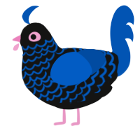 Starburst, a black and ultramarine chicken with a lace pattern