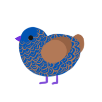 Gaylord, a ultramarine and brown chicken with a double-lace pattern