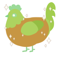 SHREK, a gold and grass chicken with a head pattern