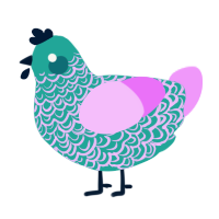 (unnamed), a turquoise and lavender chicken with a double-lace pattern