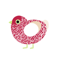 Dragonfruit, a crimson and cream chicken with a double-lace pattern