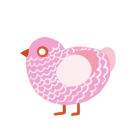 Rosie, a pink and rose chicken with a lace pattern