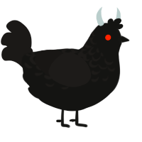 MOTHMAN, a black and sable chicken with a half-lace pattern