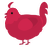 A crimson chicken with a head pattern