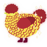 dong dong qiang, a yellow and crimson chicken with a lace pattern