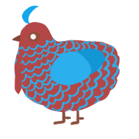 Optimus Cluck, a red and sky chicken with a lace pattern