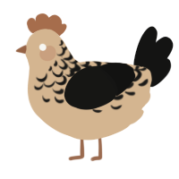 Beau, a beige and black chicken with a half-lace pattern