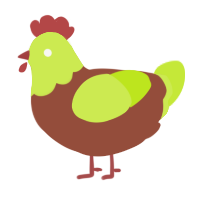 Algae, a russet and lime chicken with a head pattern