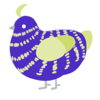 Ray knockoff, a indigo and lemon chicken with a bar pattern