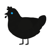 Trench, a black chicken with a bar pattern