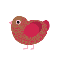 Strawberry Chocolat, a brown and crimson chicken with a double-lace pattern